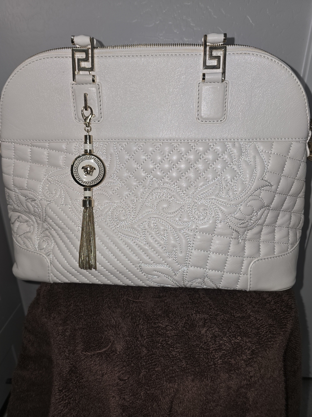 Versace Athena Barocco Quilted Nappa Vanitas Handbag